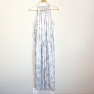 Anthropologie Cloth & Stone Ice Blue Tie Dye Sleeveless Jumpsuit Size S